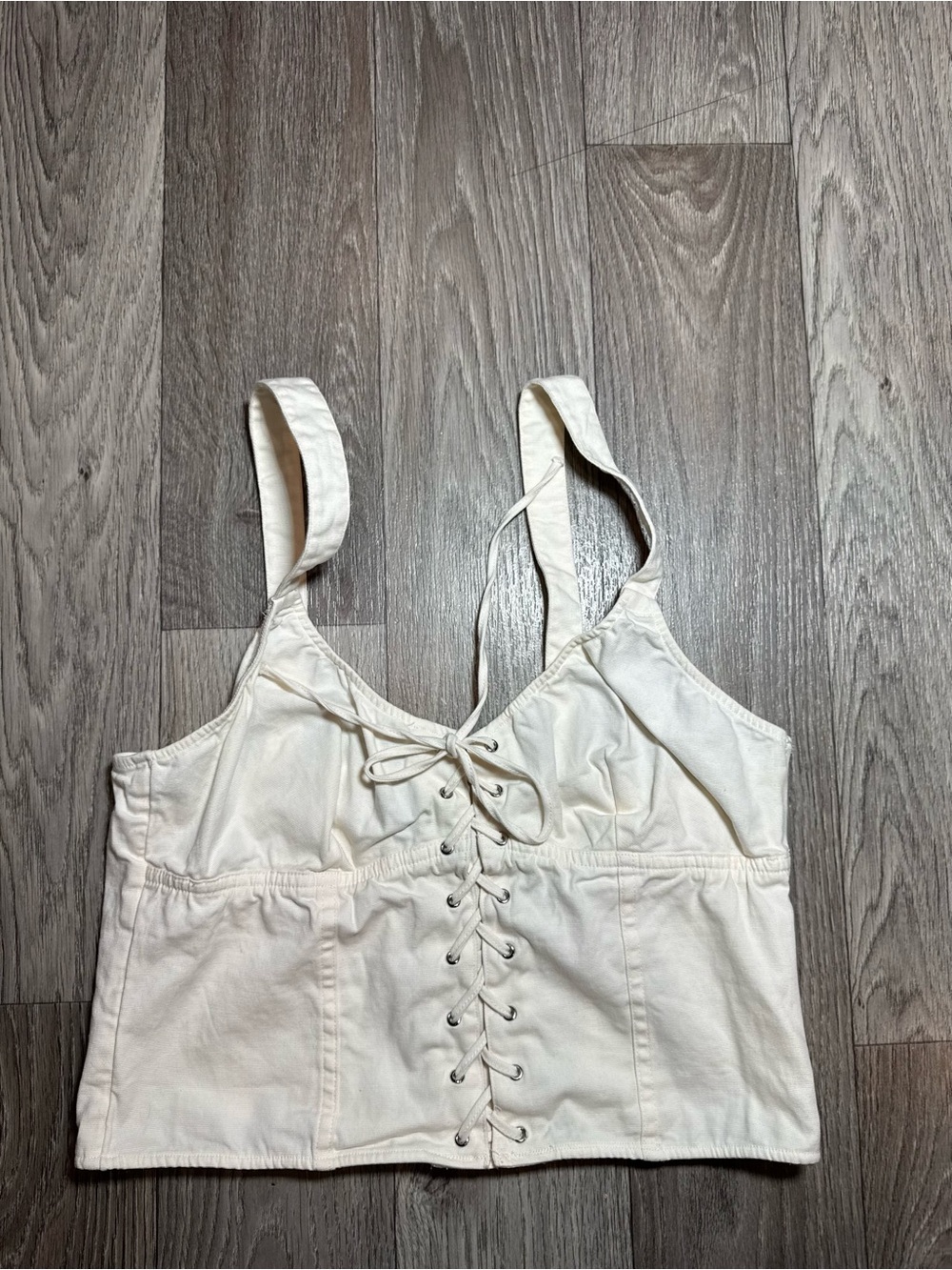 Victoria Secret Tank Top Womens L White Lace Up Cropped